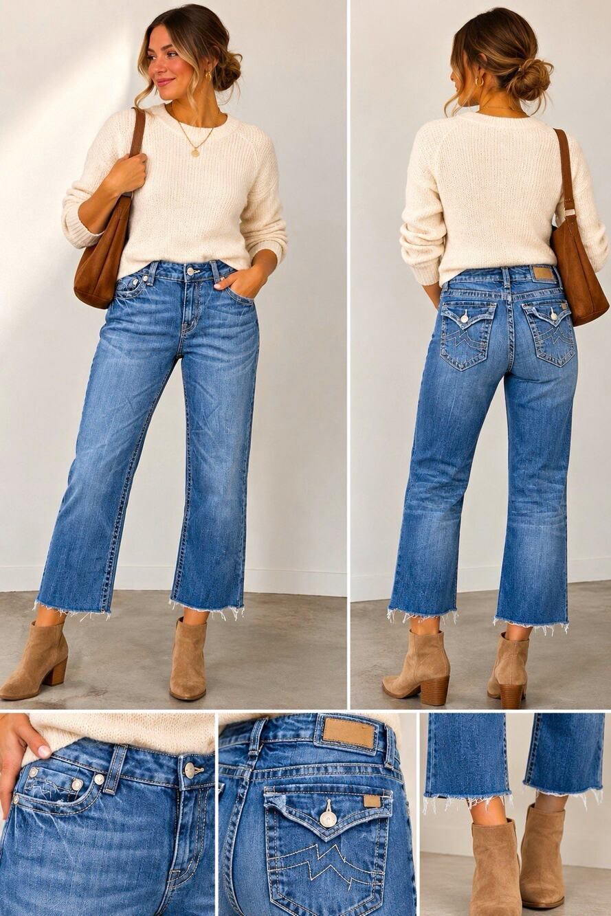 Miss Me Women’s Medium Wash Blue Bootcut Jeans Regular Fit Mid Rise Stretch 31
